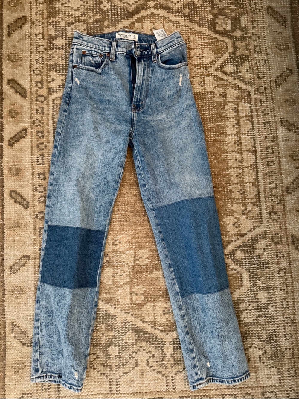 High-Waist Patchwork Blue Women's Jeans